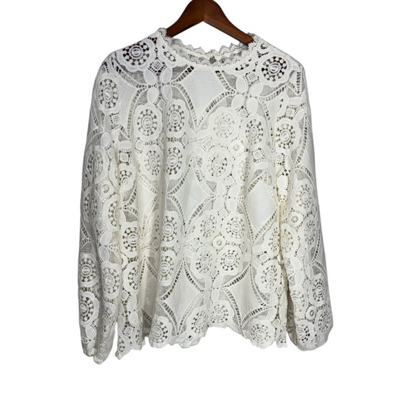 Pennington’s Crochet Blouse with Long Balloon Sleeves Size X - Picture 4 of 14